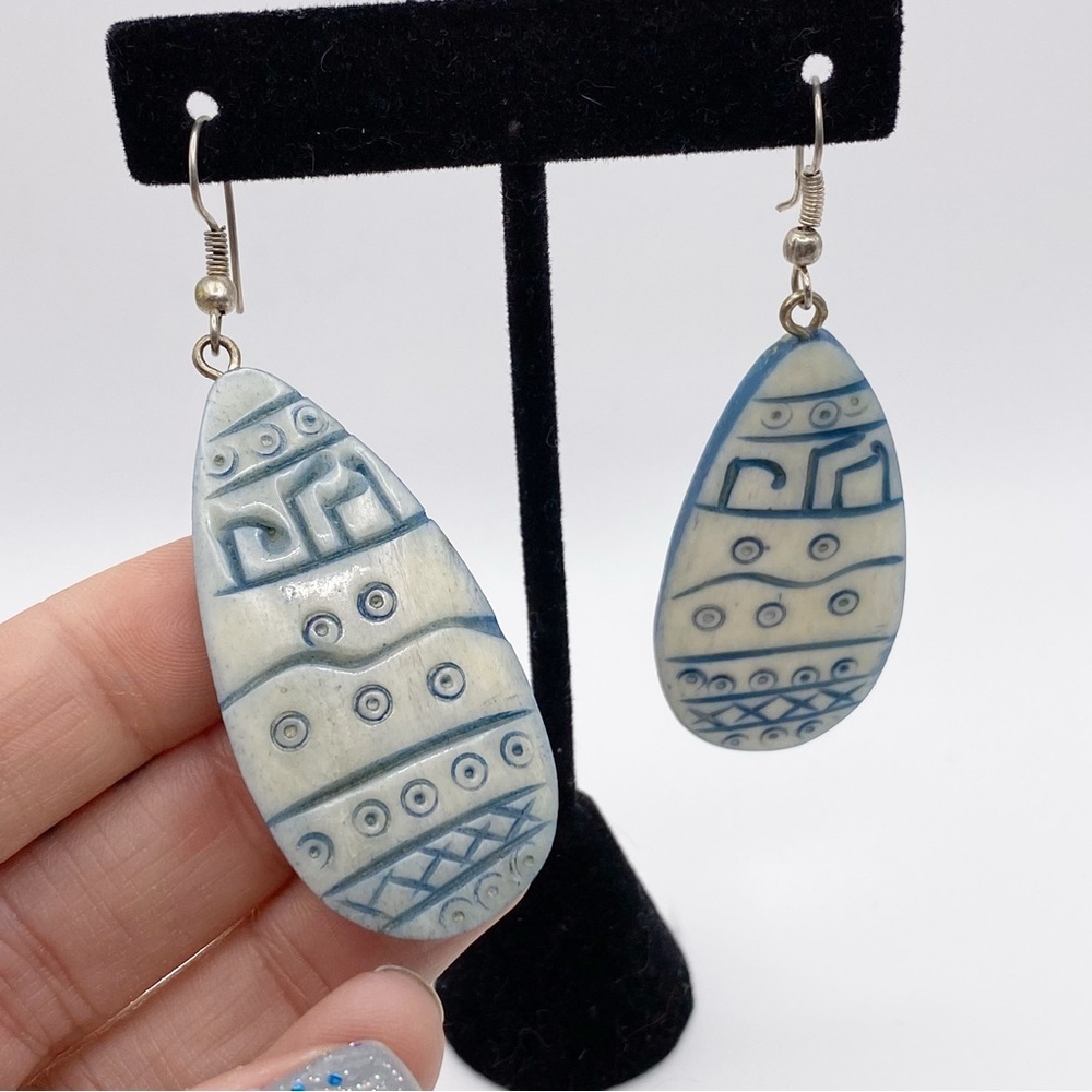 Vintage Handmade Shell Shield Earrings